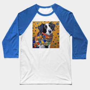 Gustav Klimt Style Dog with Colorful Scarf Baseball T-Shirt